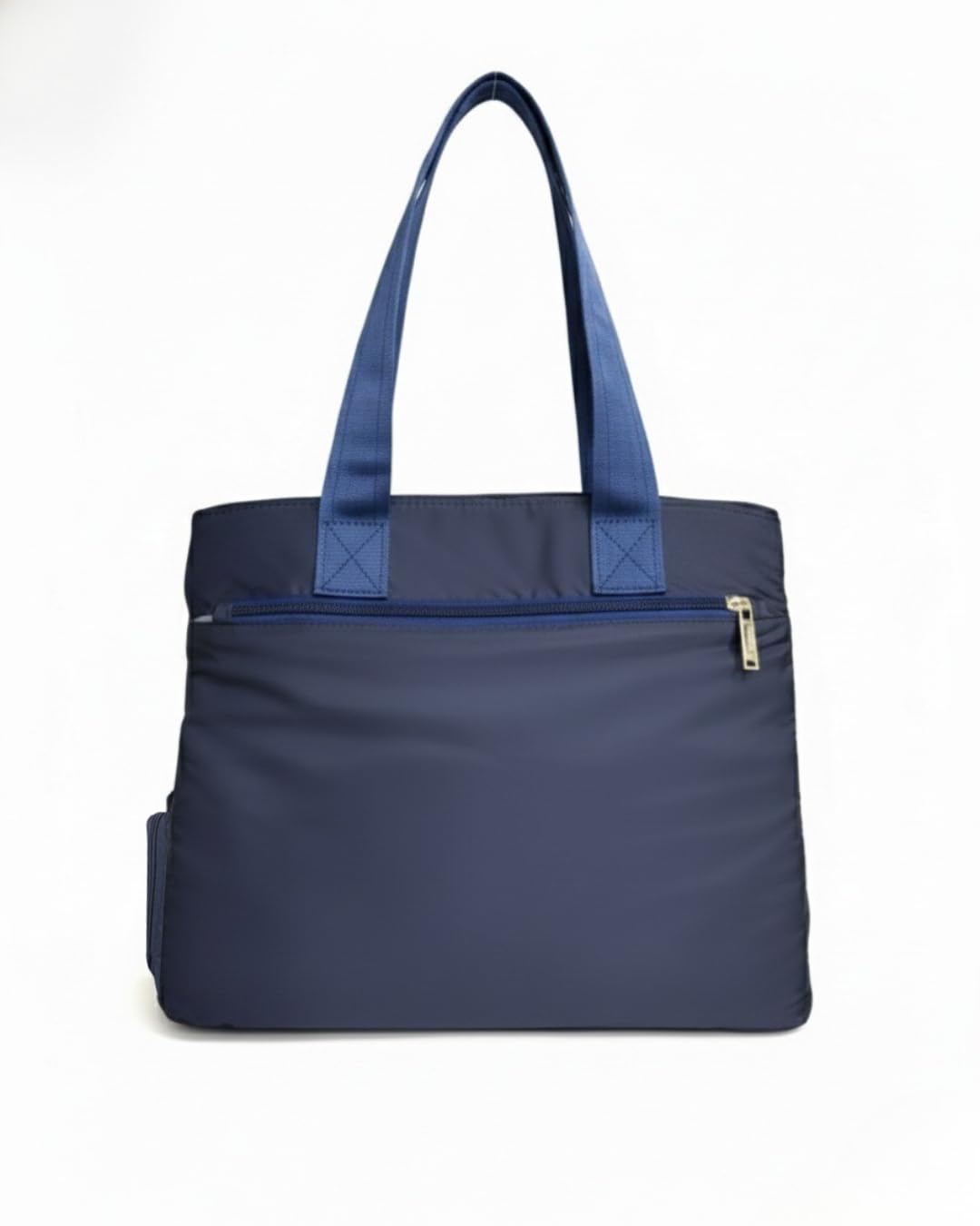 Bag-Age HB08L Large Tote Bag for Girls & Women, Handbag with Multiple Compartments, Water Resistant Shoulder Bag with Zipper & Umbrella Side Pocket for Work, Travel & Daily Use (Navy Blue)