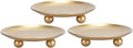 Home4Decor Iron Plate Candle Holder, Gold, Decorative Iron Pillar Candle Holder, Set of 3,Candle Stand for Wax Candles