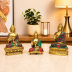Brass Stone Work Blessing Sitting Buddha Statue Vedansh Craft
