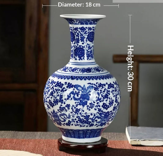 Blue-and-white Porcelain Vase Home Decor Display Shelf Ornament