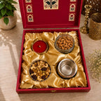 Brass Pooja Kalash Kumkum Box and Bowl Gift Hamper Vedansh Craft