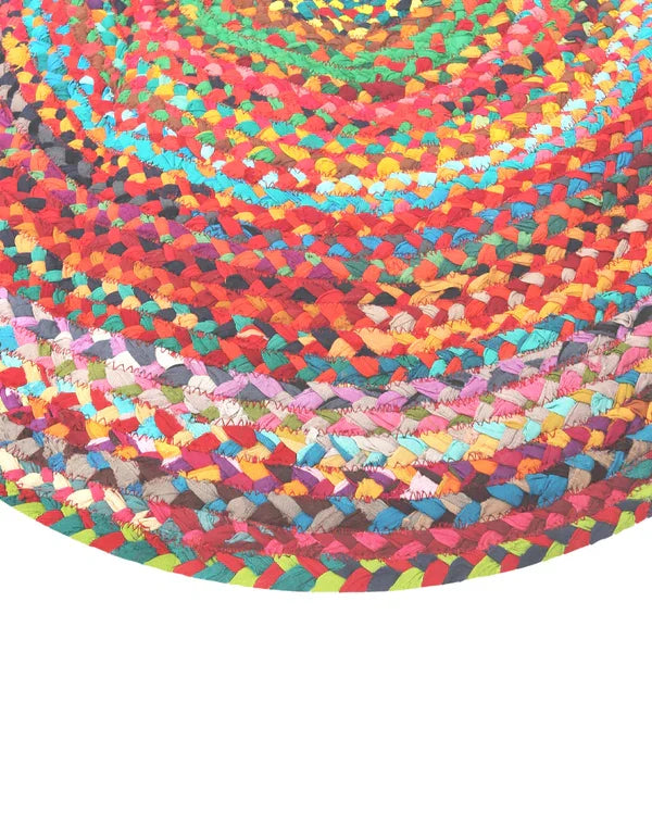 Rustic Multicolor Round Jute Carpet For Bedroom