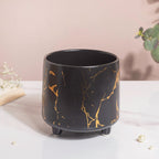 Halcyon Gold Black Marble Ceramic Planter With Legs Large Nestasia