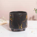 Halcyon Gold Black Marble Ceramic Planter With Legs Large Nestasia