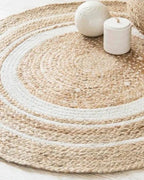 Natural White Round Jute Carpet For Living Room