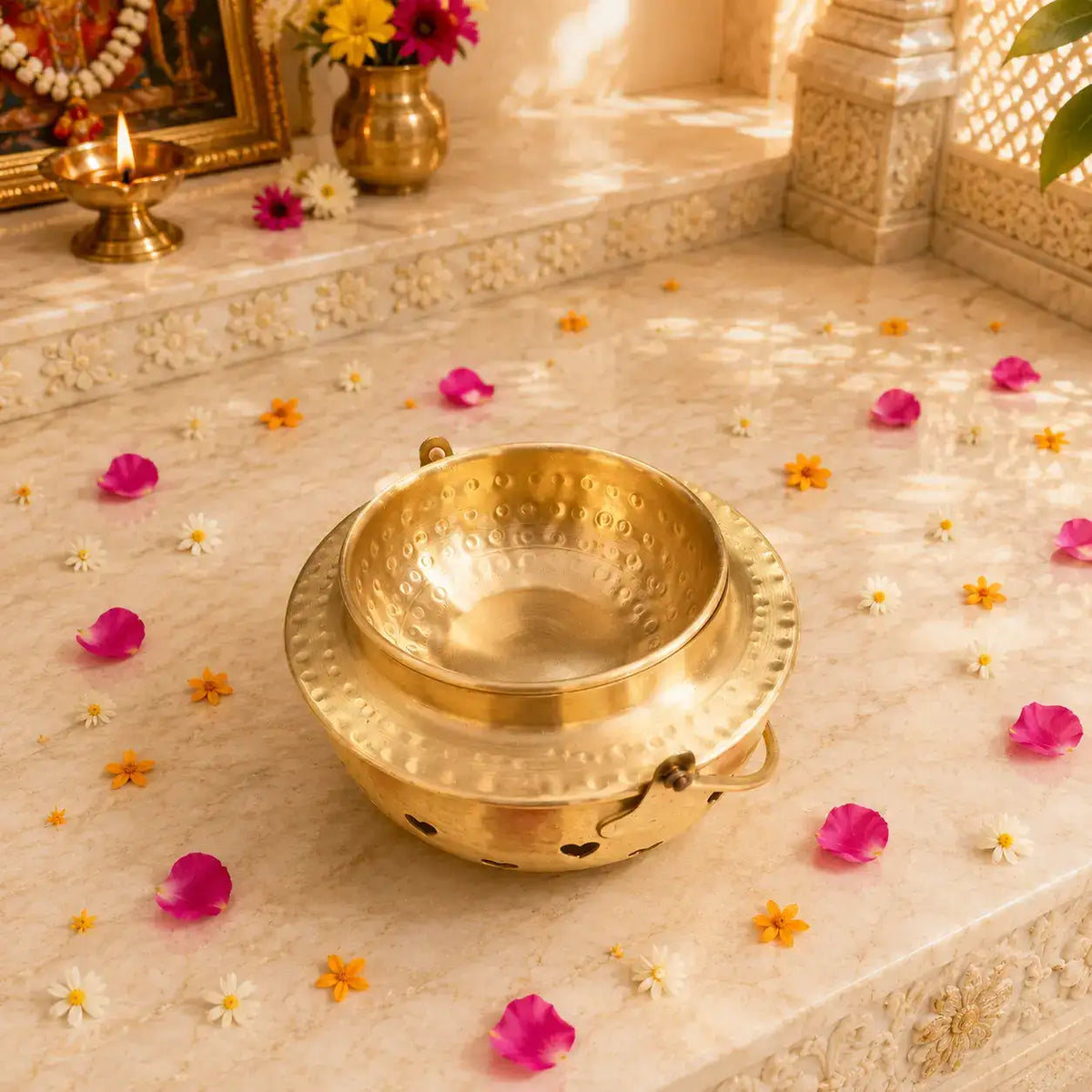 Brass Dhoop Dani & Incense Holder (5.5 Inch) Vedansh Craft