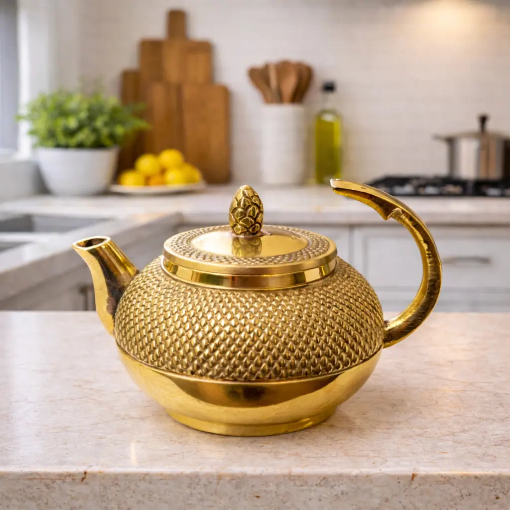 Brass Tea Pot/Kettle With Handle Vedansh Craft