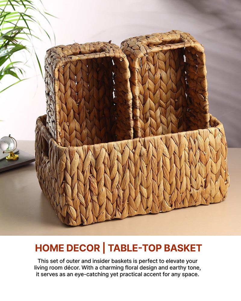 Home Storage Water Hyacinth Baskets for Organizing Clothes, Kitchen Items, and Shelves