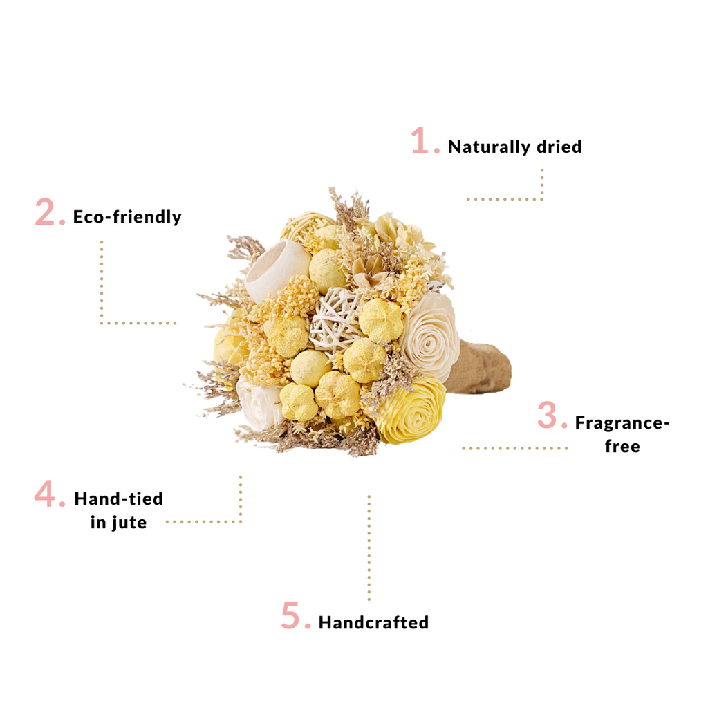 Sustainable Dried Flower Bouquet Yellow Nestasia