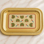 Brass Hand Painted Peacock Serving Tray / Platter Vedansh Craft