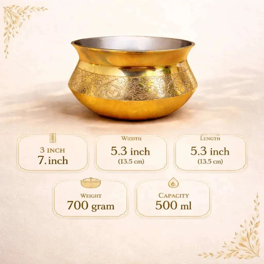 Brass Royal Handi For Serving (3 Inch) Vedansh Craft