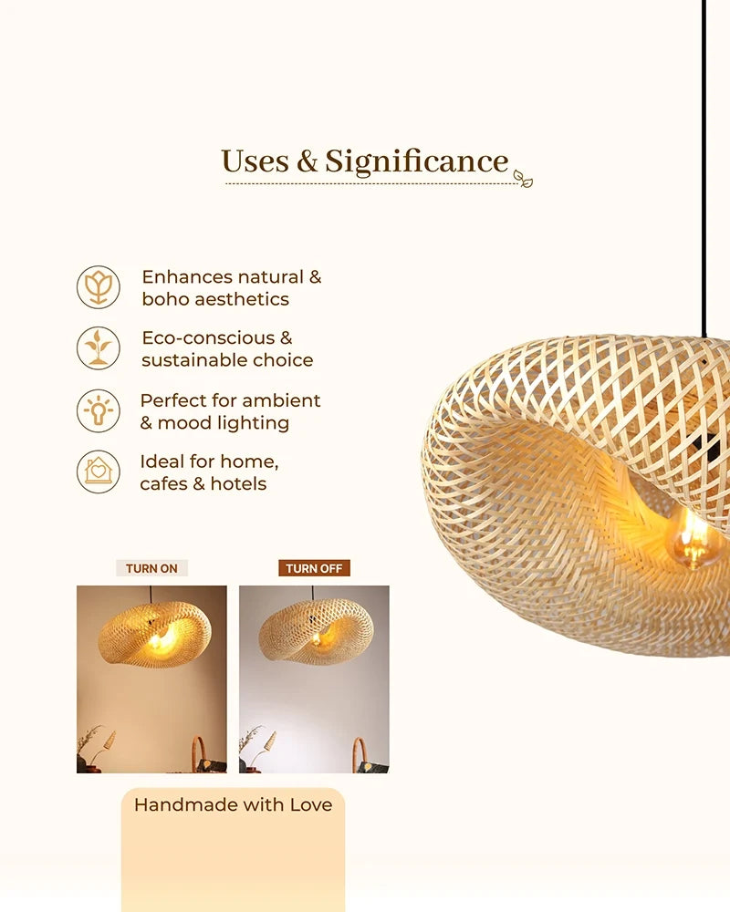 Rustic Bamboo Hanging Lamp for Home Decor and Hall