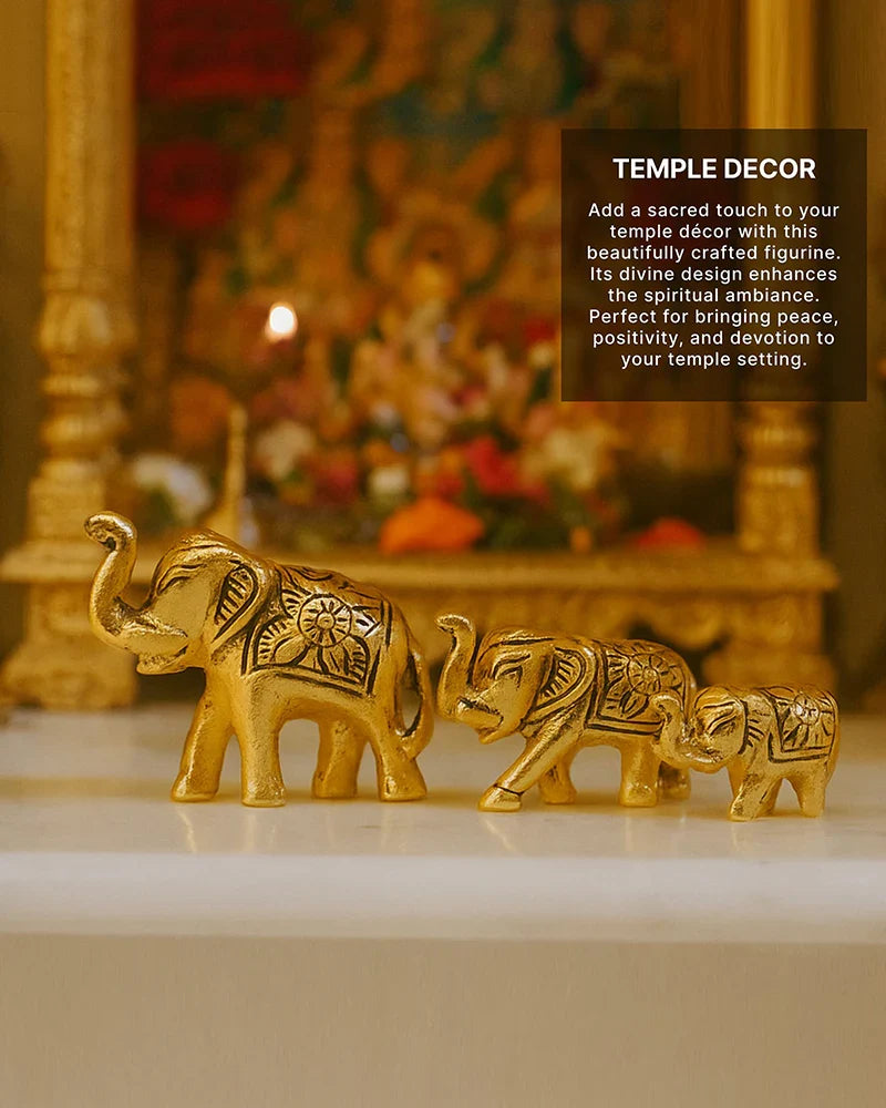 Set of 3 Elephant Showpieces for Home Decoration and Tabletop Display