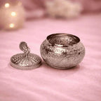 German Silver Storage Container/Supari Box With Lid (4.5 Inch) Vedansh Craft