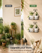 Wall Mounted Metal Plant Pot Stand for Balcony, Set of 2