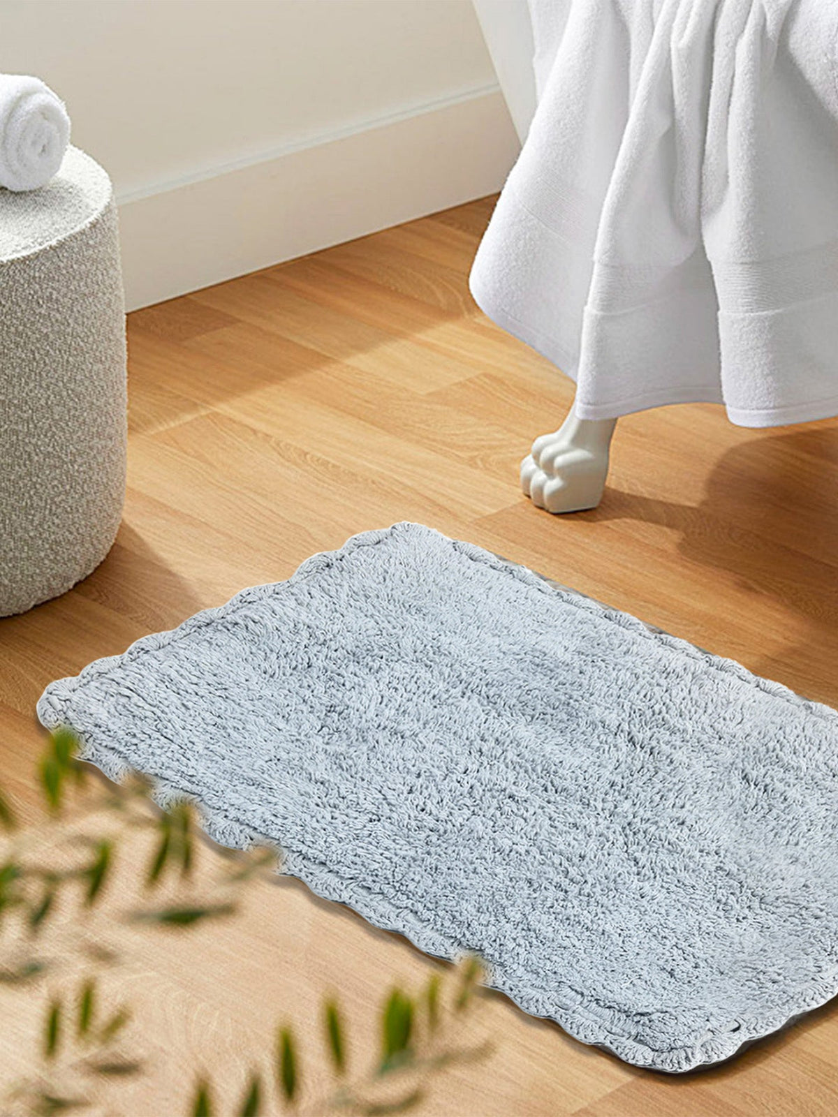 Handloom Cotton Rectangular Bath Mat For Bathroom