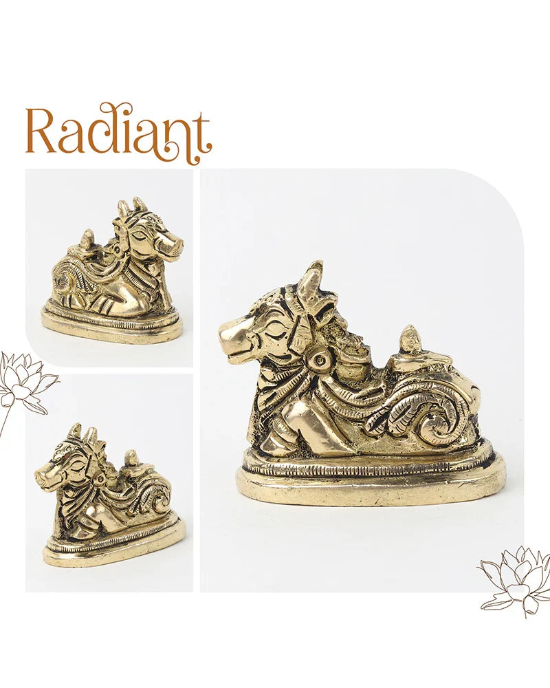 Handcrafted Nandi Brass Statue for Devotion and Pooja Room