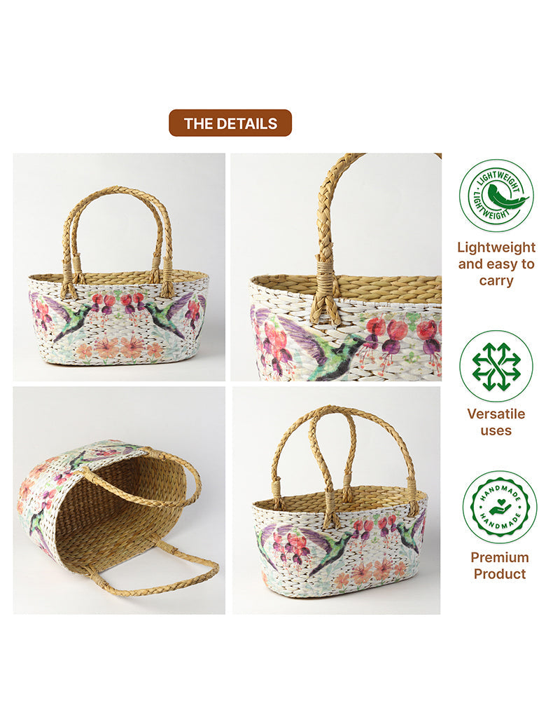 Handwoven Seagrass Basket for Gifting, Storage, and Home Decoration