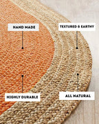 Handcrafted Yellow Round Jute Carpet For Living Room