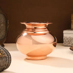 Copper Pooja Kalash Traditional Religious Pot for Puja Rituals (4.5 Inch) Vedansh Craft