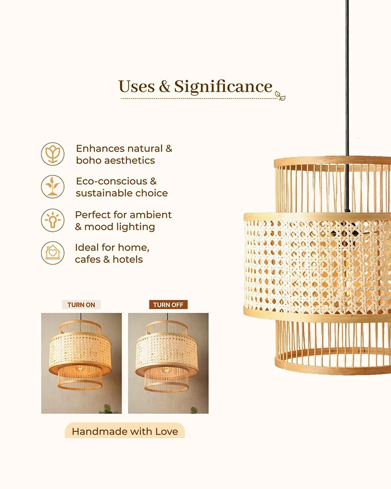 Decorative Bamboo Hanging Lamp for Bedroom and Study Room