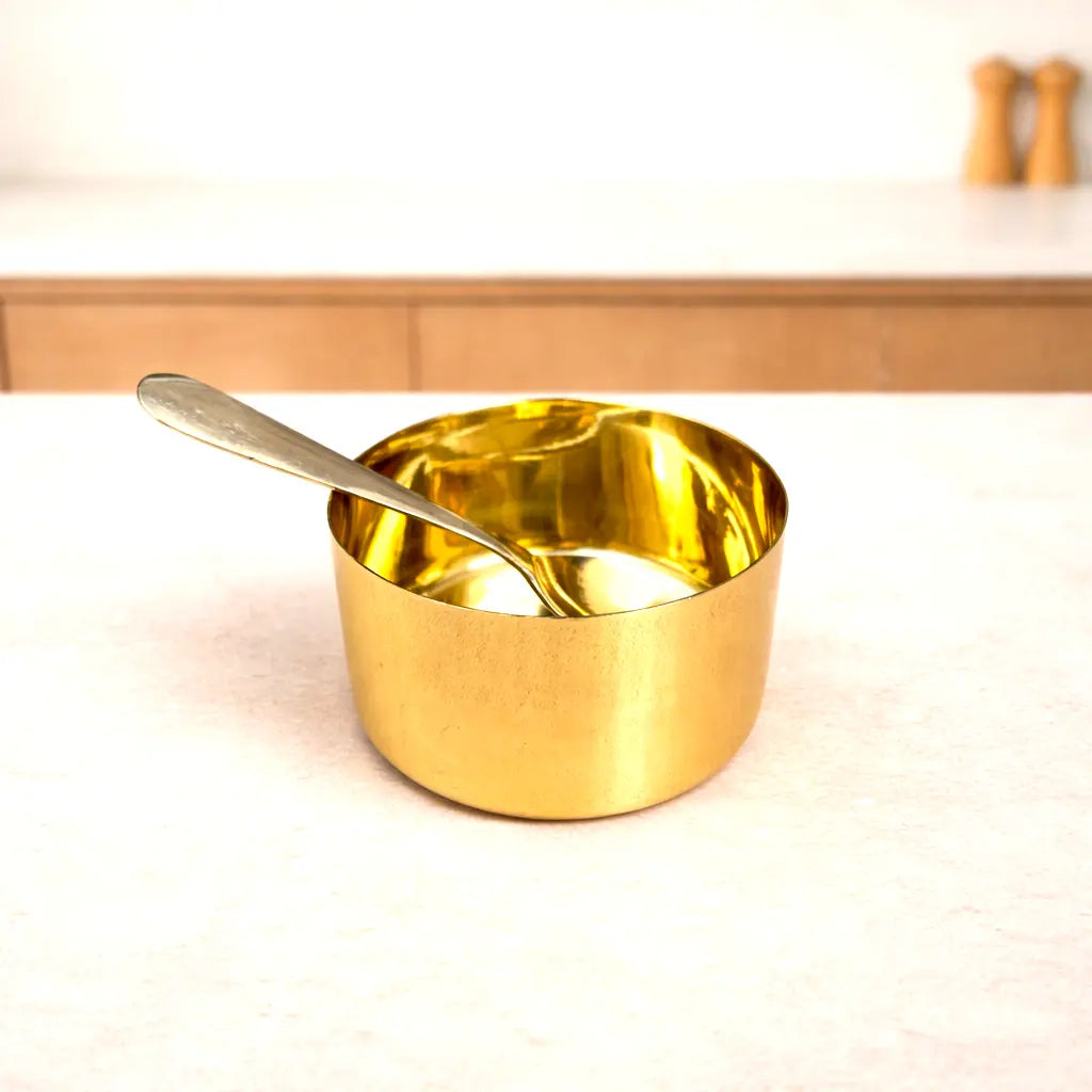 Brass Etched Floral Masala Daani / Spice Box (2.5 Inch) Vedansh Craft