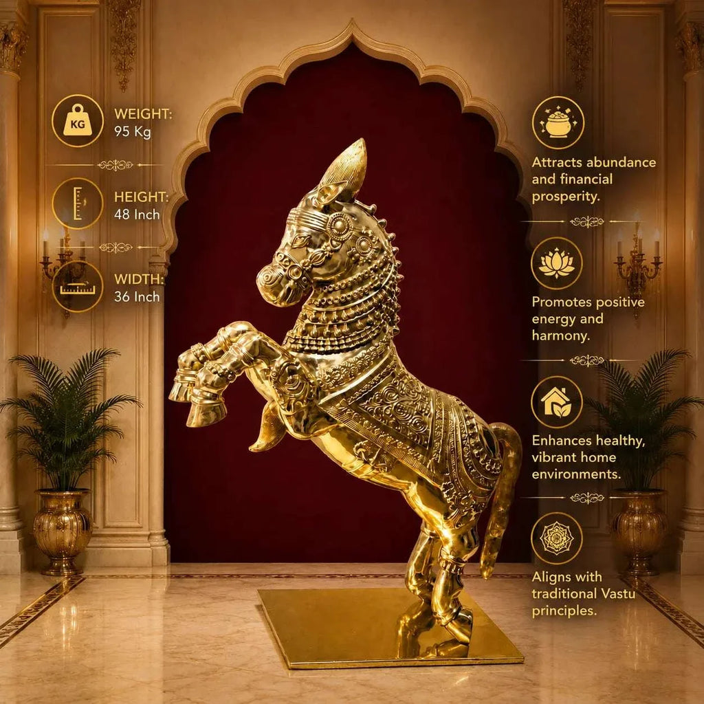 Brass Jumping Horse Statue (48 Inch) Vedansh Craft