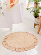 Absorbent Handloom Cotton Rectangular Bath Mat For Home Use