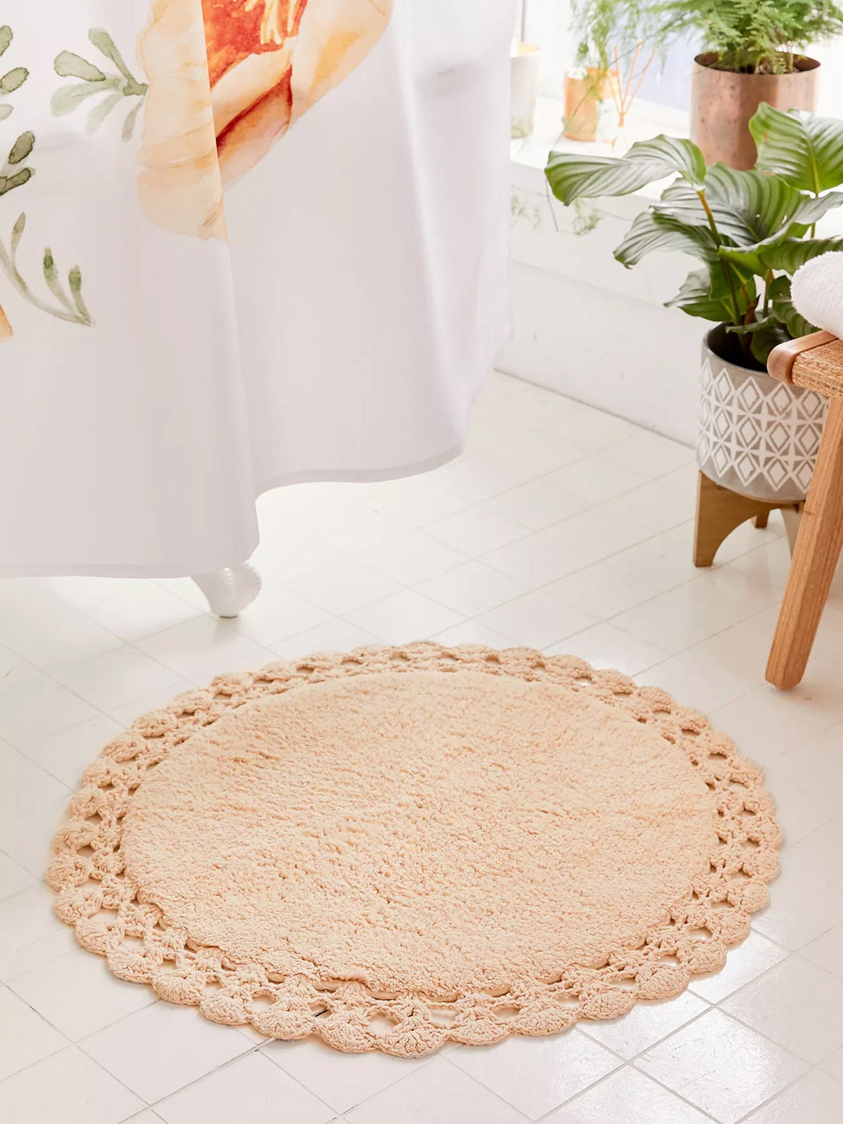 Absorbent Handloom Cotton Rectangular Bath Mat For Home Use