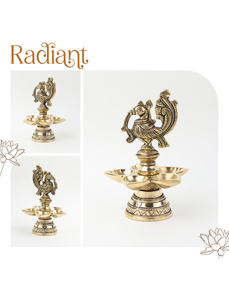 Decorative Brass Peacock Diya Perfect for Pooja and Festive Decor