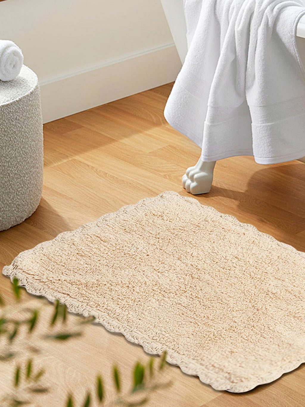 Absorbent Handloom Cotton Rectangular Bath Mat For Home Use