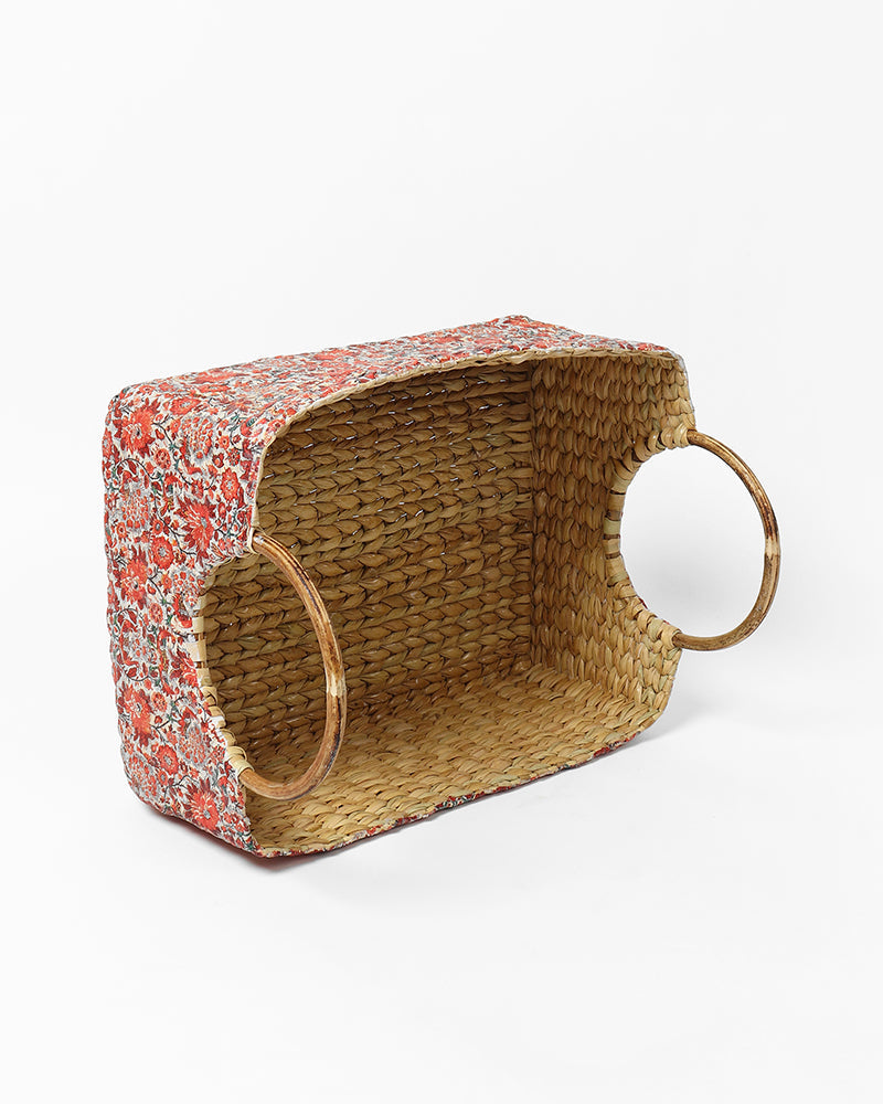 Seagrass Hamper Basket with Cane Handles for Fruits and Home Storage Organization