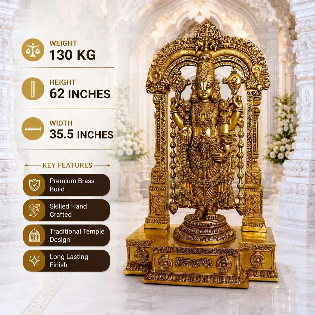 Brass Frame Tirupati Balaji/Venkateshwar Idol (62 Inch) Vedansh Craft