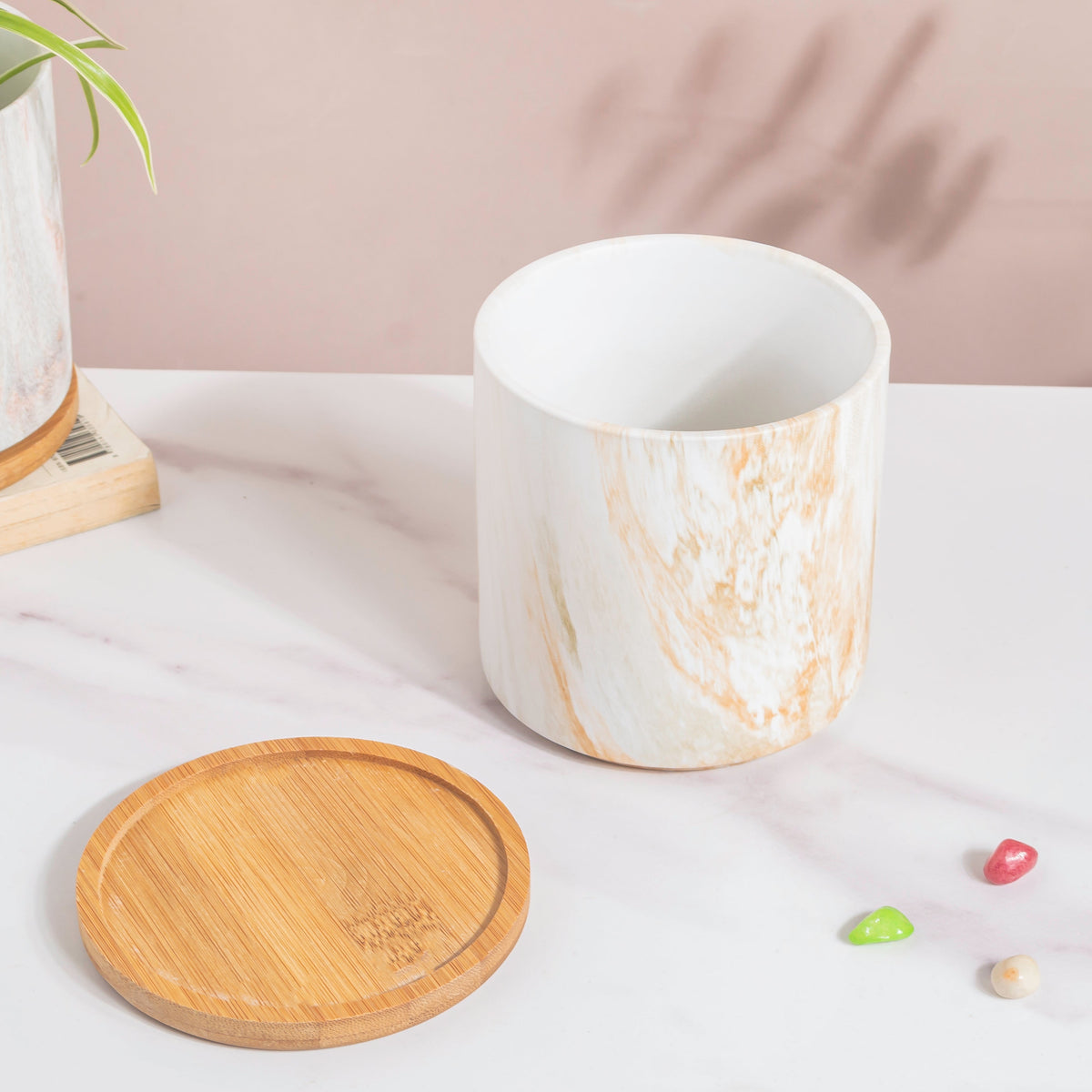 Earthy Elegance Planter Pot With Coaster Set Of 4 Nestasia