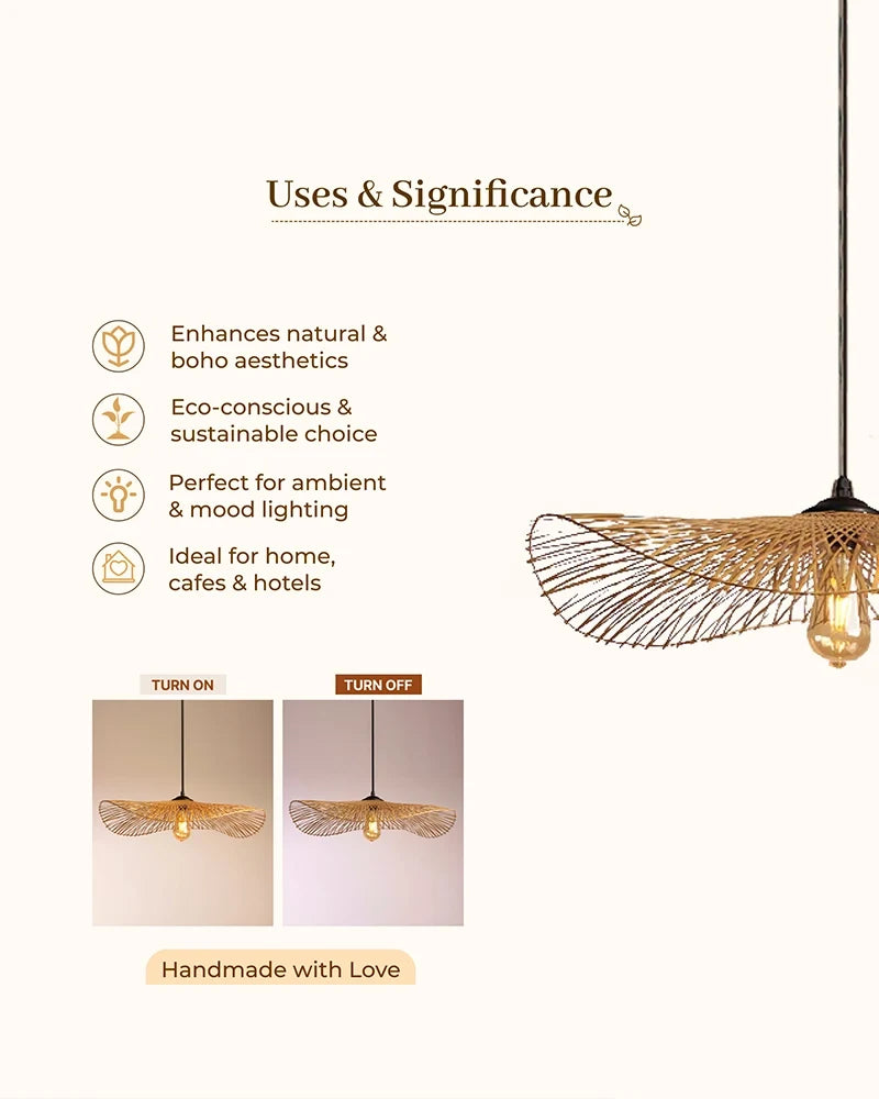 Handmade Bamboo Ceiling Lamp for Living Room Decoration