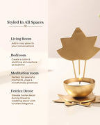 Metal Lotus Tea Light Holder with Decorative Stand for Pooja
