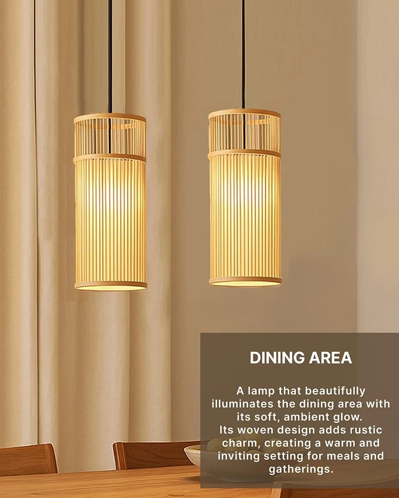 Boho Bamboo Hanging Lamp for Cafe and Home Interiors