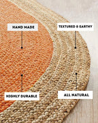 Handcrafted Natural Yellow Round Jute Carpet For Dining Space