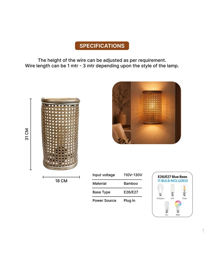Artistic Rattan Wall Decor Light for Cafe and Restaurant