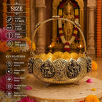 Brass Ashtalakshmi Basket With Handle And Leg (3.5 Inch) Vedansh Craft