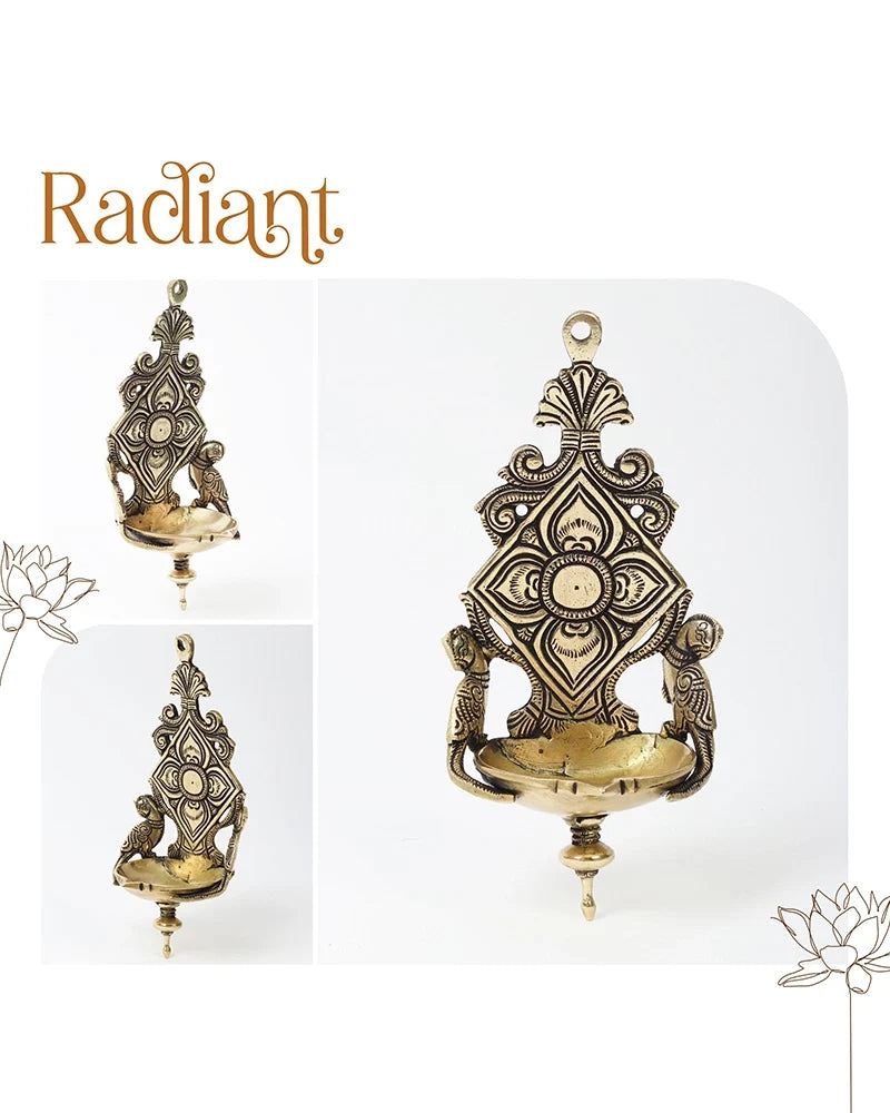 Decorative Brass Hanging Diya for Aarti, Pooja Items, and Home Decor