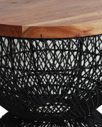 Black Rattan Stool for Home Styling and Corner Display