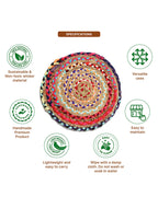 Set of 4 Round Jute Placemats for Dining Table and Side Table