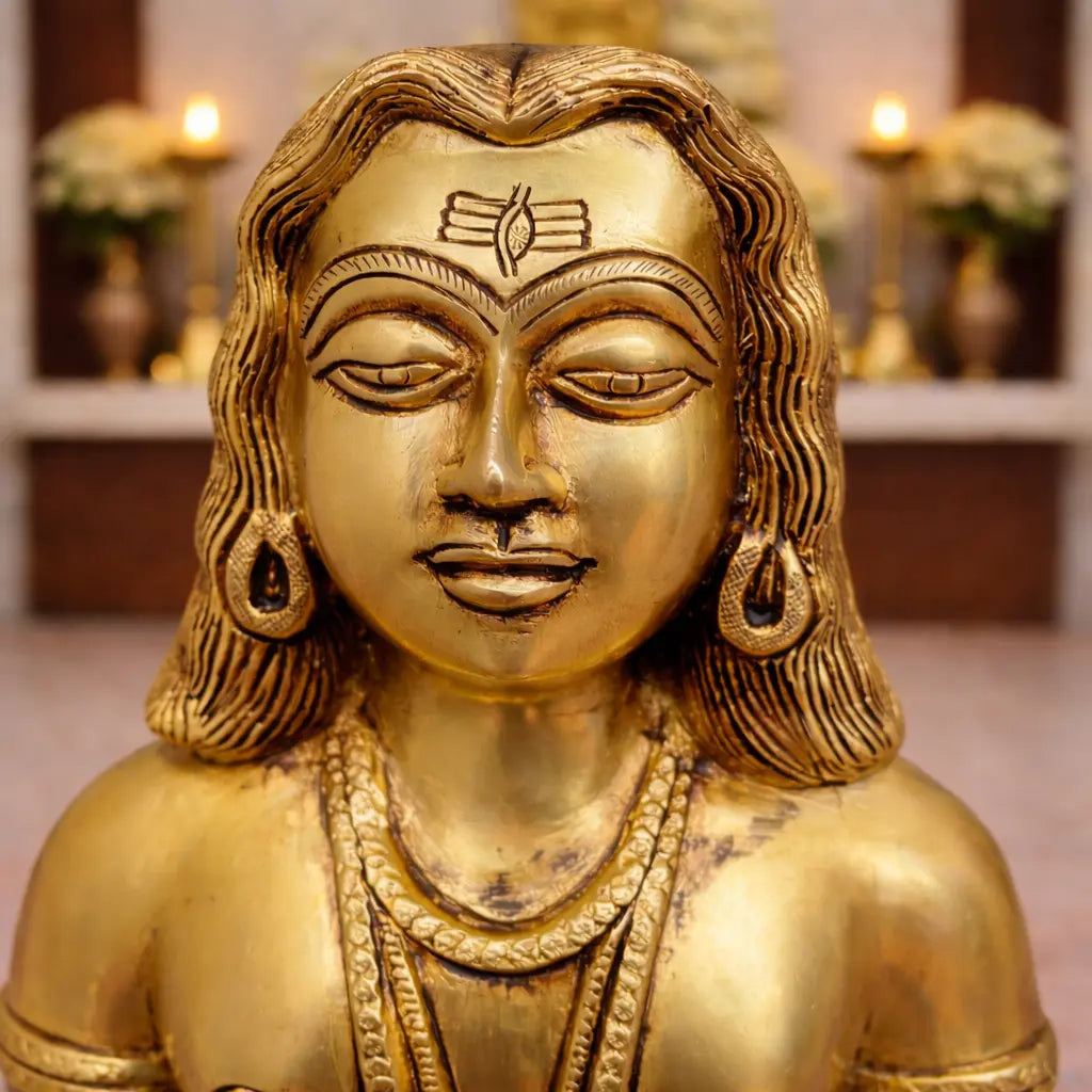 Brass Saint Gorakhnath Statue Sitting On Naag And Lion (14 Inch) Vedansh Craft