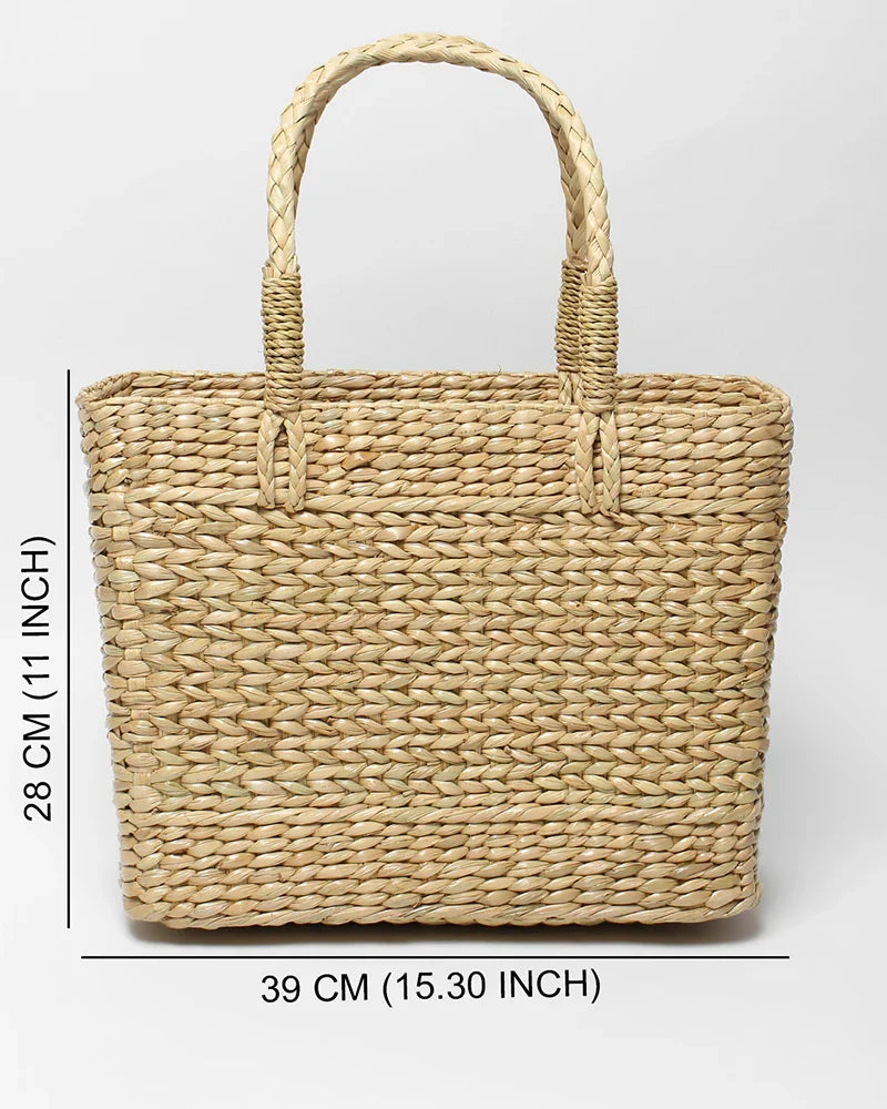 Handwoven Seagrass Shopping Basket & Tote Bag