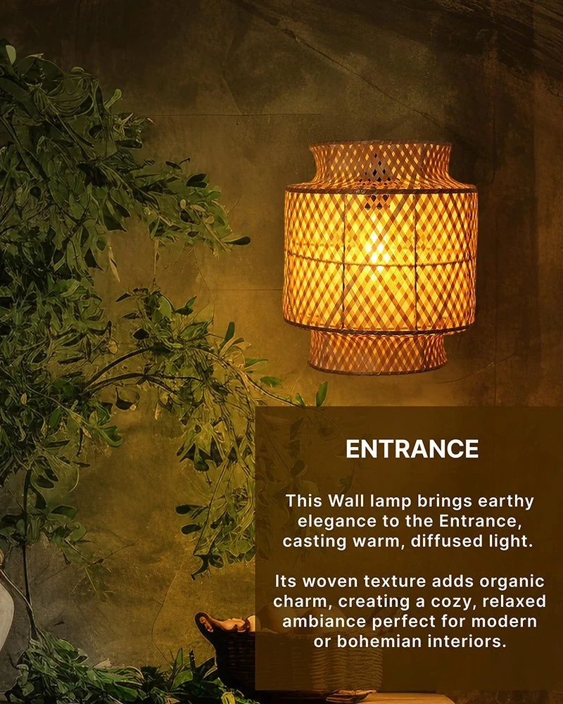 Bamboo Wall Lamp for Balcony and Living Room