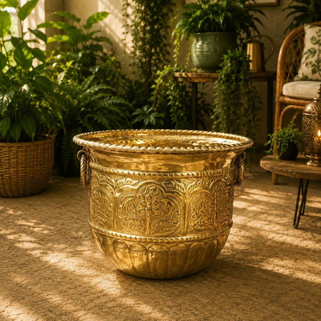 Brass Bucket Planter Pot Vedansh Craft