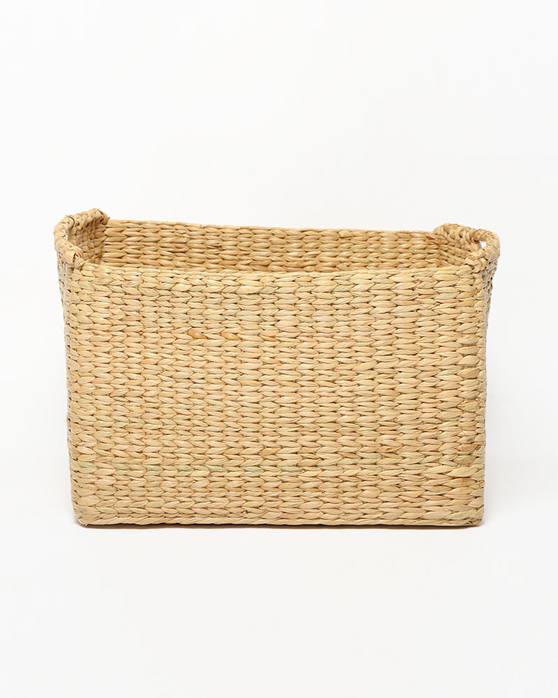 Natural Seagrass Basket with Handles for Shelves, Closets, and Living Room Decor