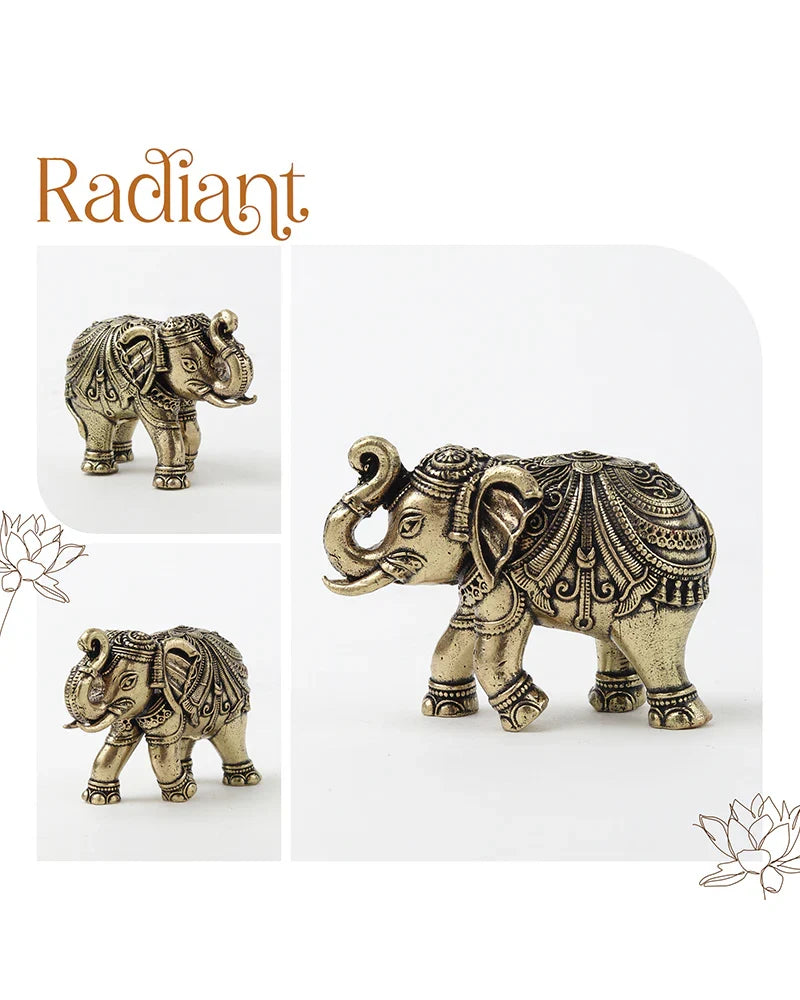 Decorative Brass Elephant Figurine Showpiece for Shelves and Altars