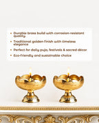 Traditional Brass Diya Set of 2 Pooja Room Decor (Gold)